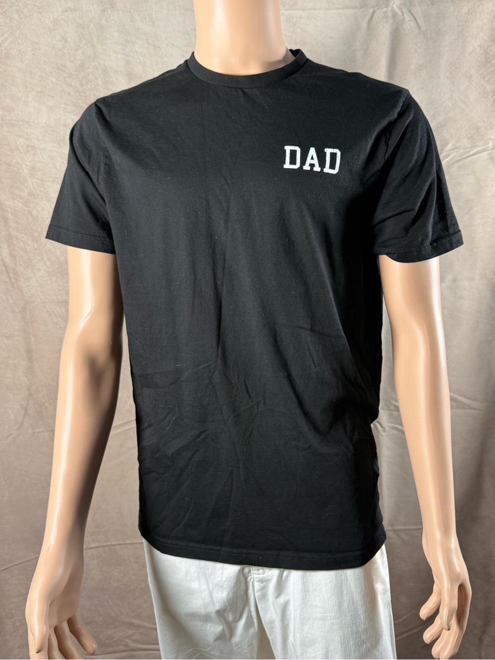 Denim & Flower Black Tee with White DAD Chest Logo